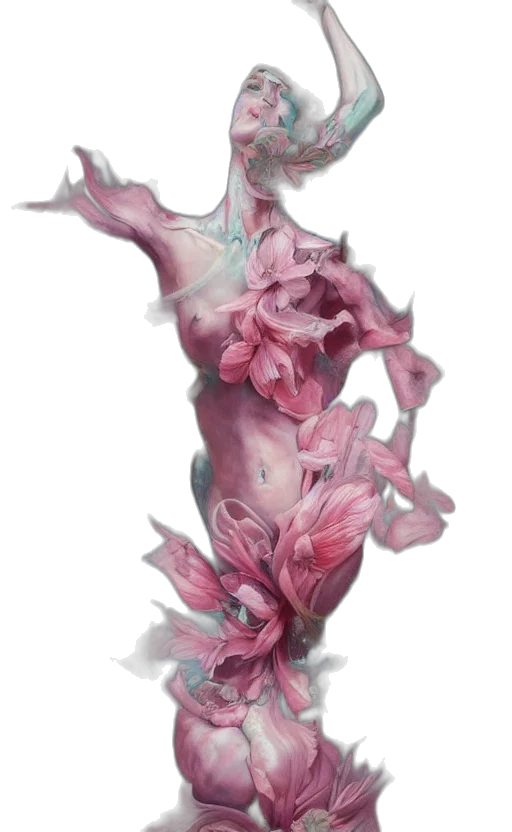 flower, dragon, creature, dress transparent PNG cut-out