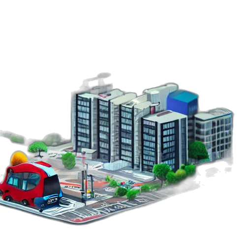 building, car, 3d render, concept art transparent PNG cut-out