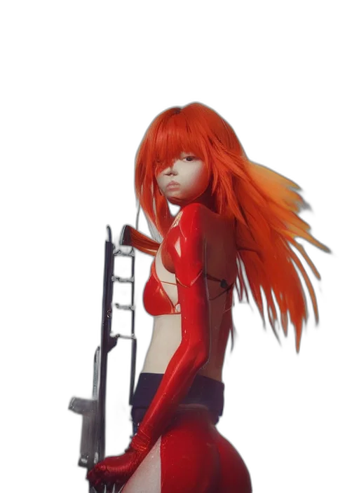 hair, robot, weapon, staff transparent PNG cut-out