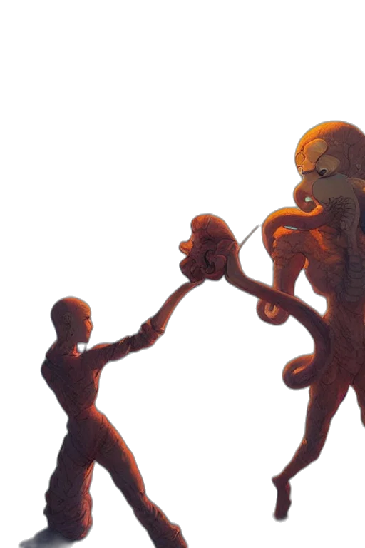 robot, creature, staff, concept art transparent PNG cut-out