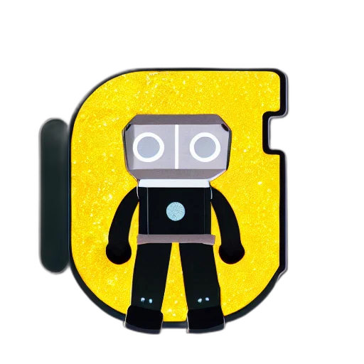 robot, staff, pixel art, 3d render transparent PNG cut-out