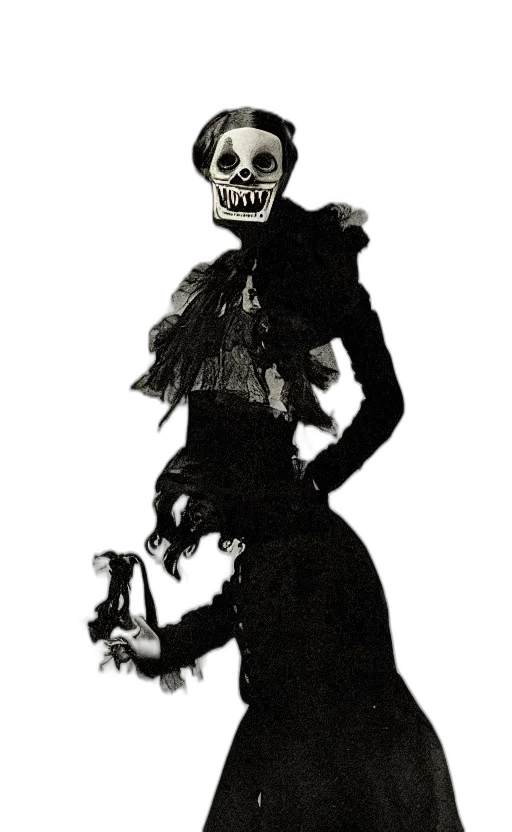 mask, dress, staff, creature transparent PNG cut-out