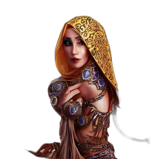 dress, jewelry, staff, face transparent PNG cut-out