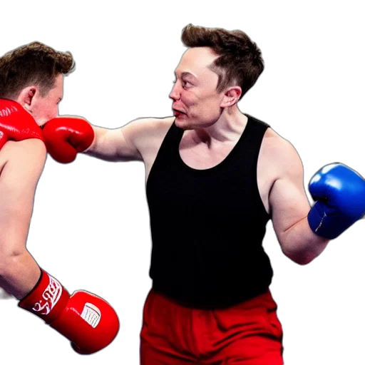 photorealistic, elon, musk, boxing transparent PNG cut-out