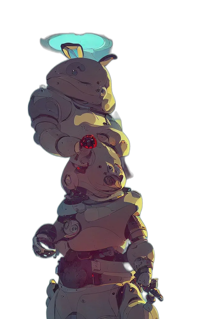 robot, creature, staff, mask transparent PNG cut-out