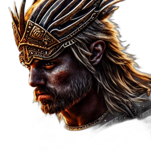 face, sword, crown, hair transparent PNG cut-out