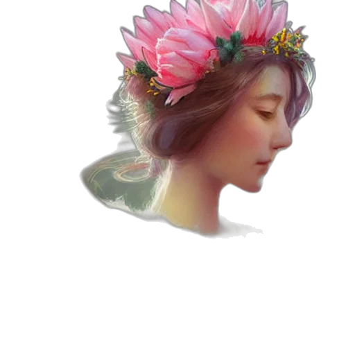 crown, flower, face, hat transparent PNG cut-out
