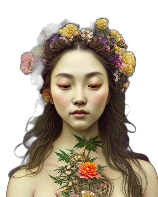 crown, face, flower, photorealistic transparent PNG cut-out