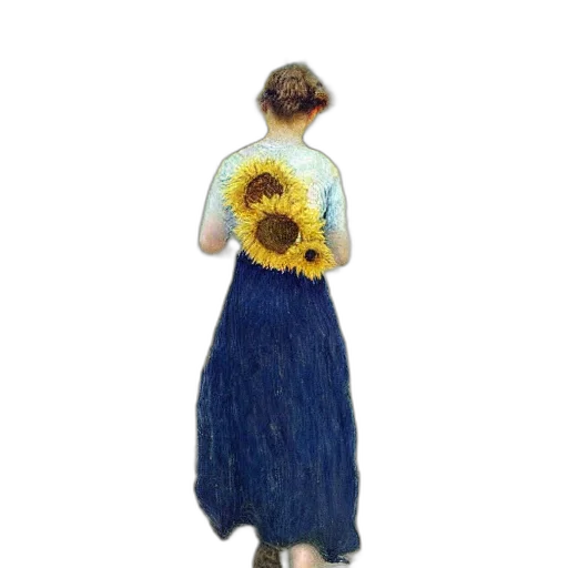 dress, flower, staff, oil painting transparent PNG cut-out