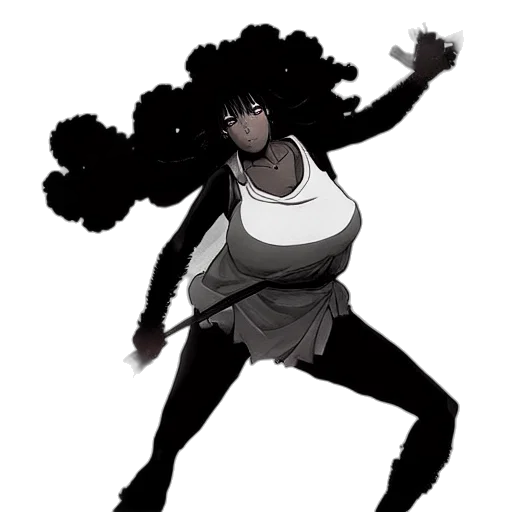 hair, staff, dress, creature transparent PNG cut-out