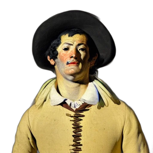 jacket, hat, face, staff transparent PNG cut-out