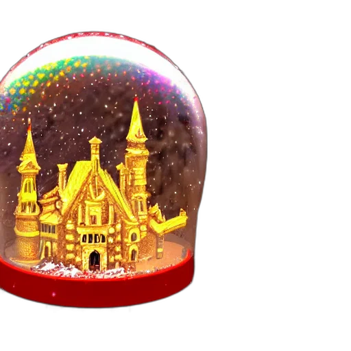 3d render, outer space, snowglobe, golden transparent PNG cut-out