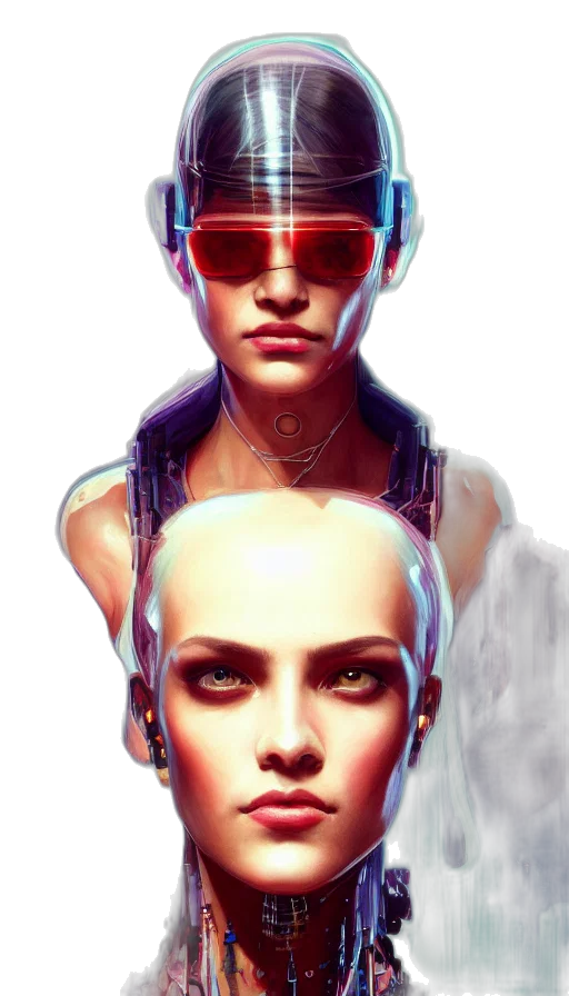 robot, face, mask, cyberpunk transparent PNG cut-out