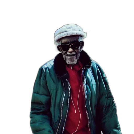 jacket, hat, face, staff transparent PNG cut-out