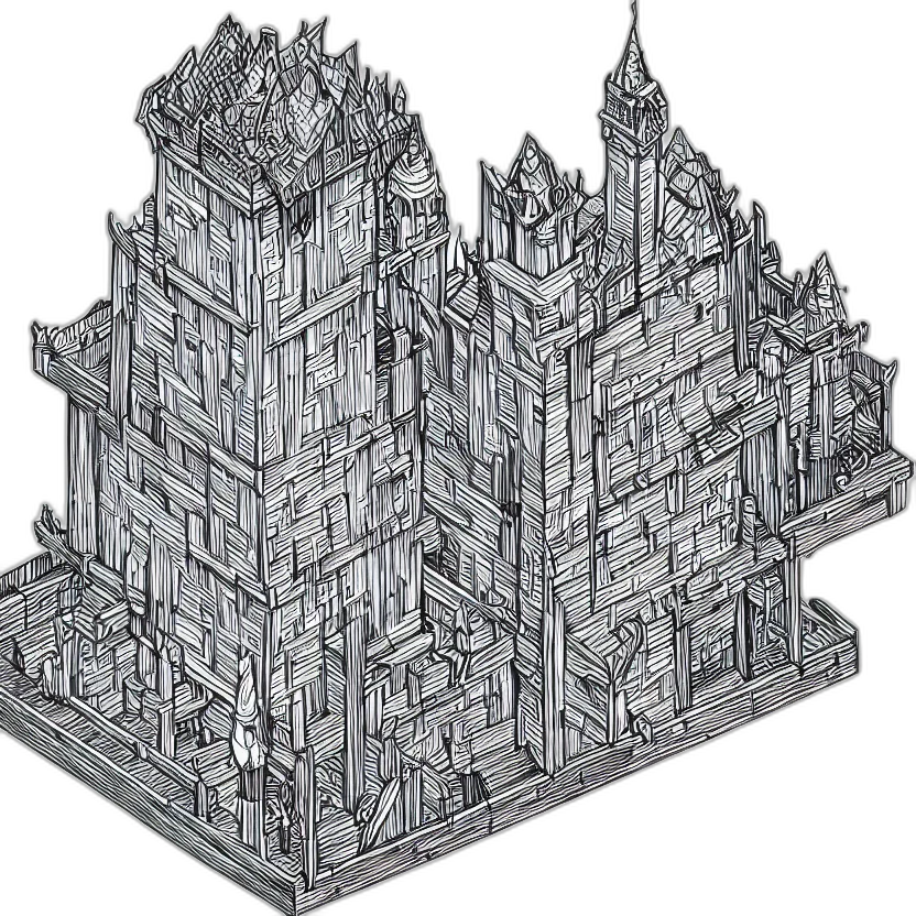 building, crown, 3d render, concept art transparent PNG cut-out