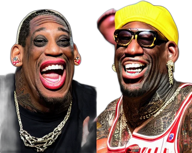 face, photorealistic, dennis, rodman transparent PNG cut-out