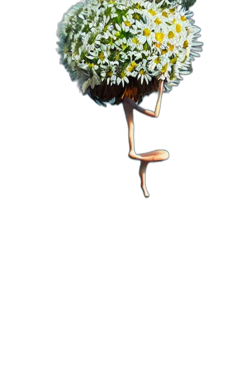 flower, staff, crown, hair transparent PNG cut-out