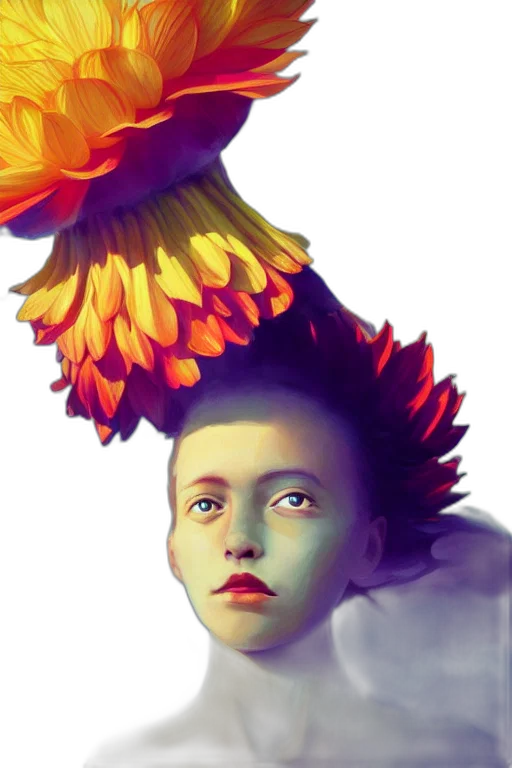 crown, face, flower, creature transparent PNG cut-out