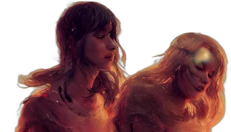 hair, concept art, fantasy art, comic book art transparent PNG cut-out
