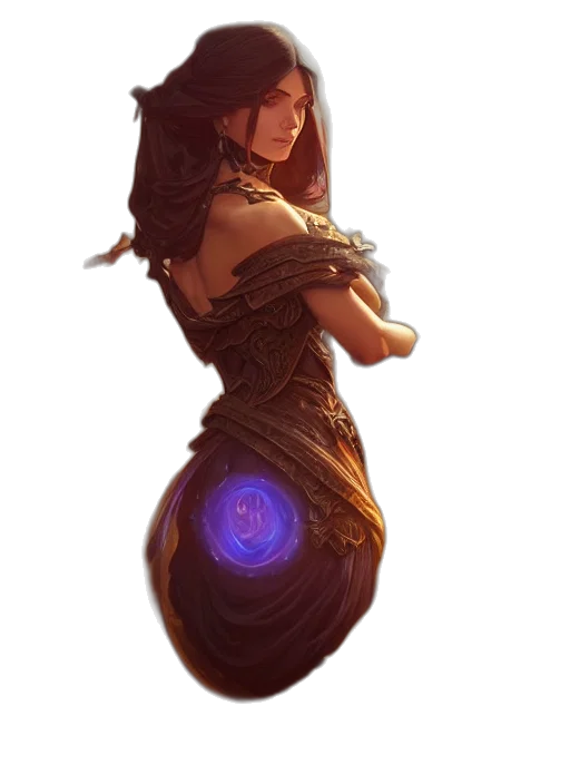 dress, staff, jewelry, weapon transparent PNG cut-out