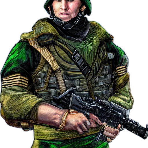 jacket, weapon, staff, face transparent PNG cut-out