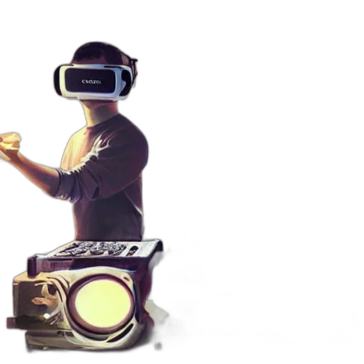 robot, staff, concept art, cyberpunk transparent PNG cut-out