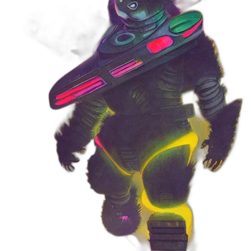 robot, creature, mask, staff transparent PNG cut-out