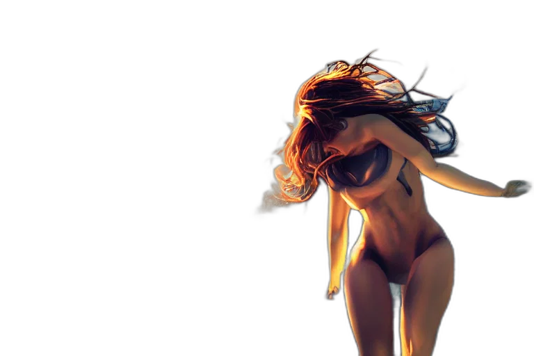 hair, concept art, 3d render, comic book art transparent PNG cut-out