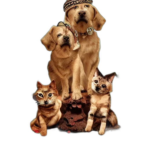 staff, animal, photorealistic, oil painting transparent PNG cut-out