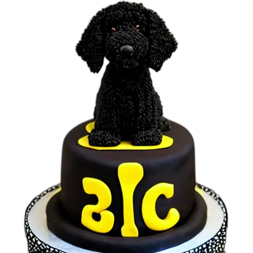 3d render, black, goldendoodle, birthday transparent PNG cut-out