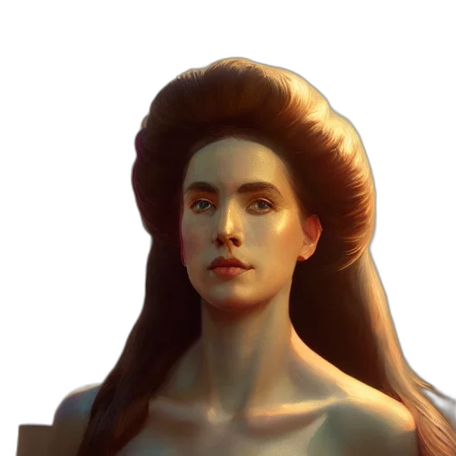 crown, hair, face, staff transparent PNG cut-out