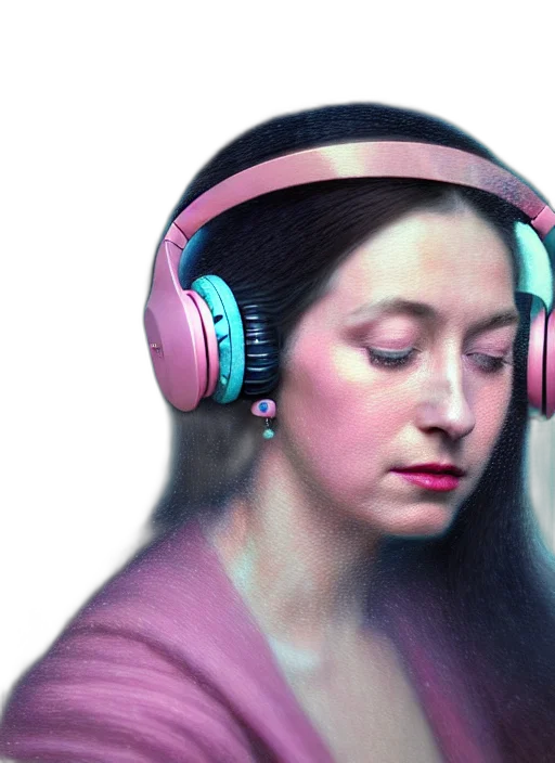face, photorealistic, oil painting, vaporwave transparent PNG cut-out