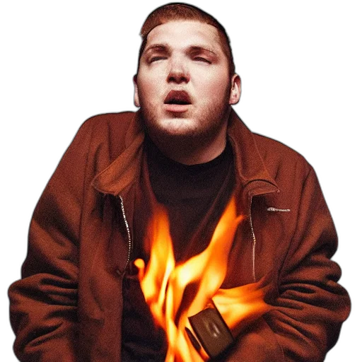 jacket, staff, face, creature transparent PNG cut-out