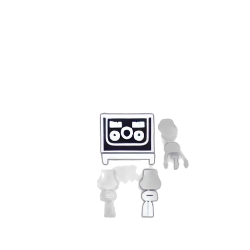 robot, staff, pixel art, 3d render transparent PNG cut-out