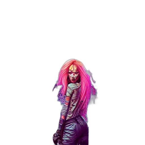 jacket, creature, hair, weapon transparent PNG cut-out