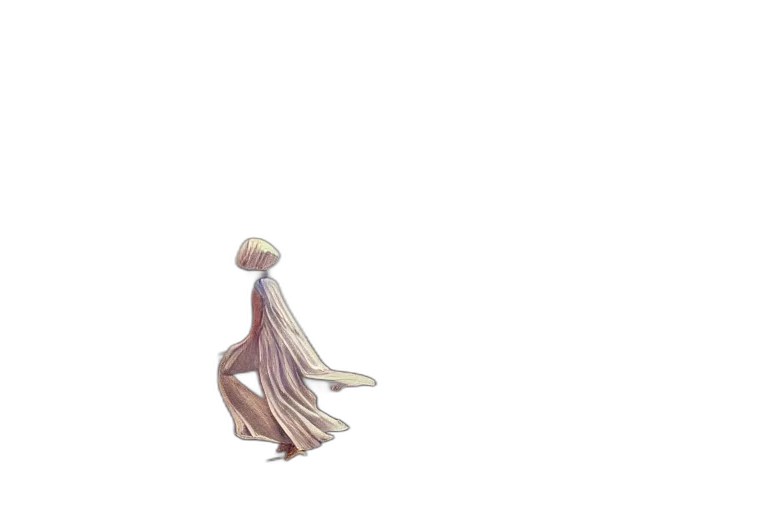 dress, hair, creature, staff transparent PNG cut-out