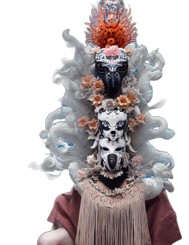 mask, crown, creature, 3d render transparent PNG cut-out
