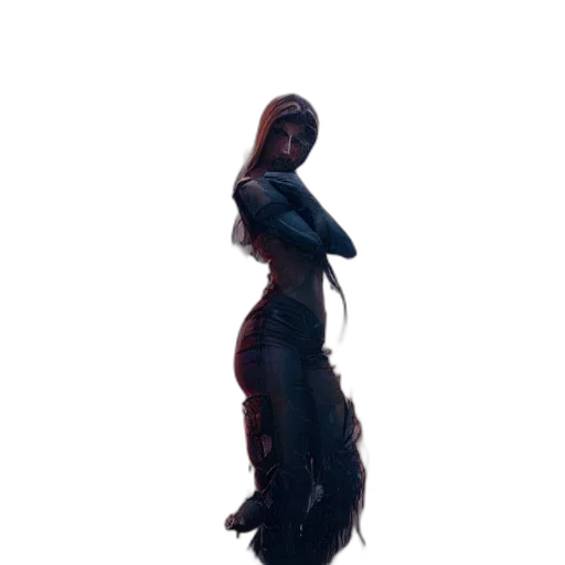 dress, creature, staff, hair transparent PNG cut-out