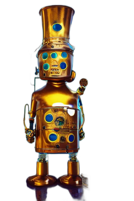 robot, staff, concept art, 3d render transparent PNG cut-out