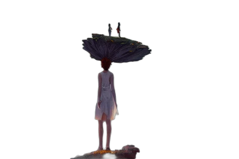 umbrella, dress, hat, creature transparent PNG cut-out