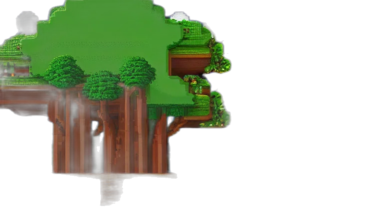 tree, crown, pixel art, 3d render transparent PNG cut-out