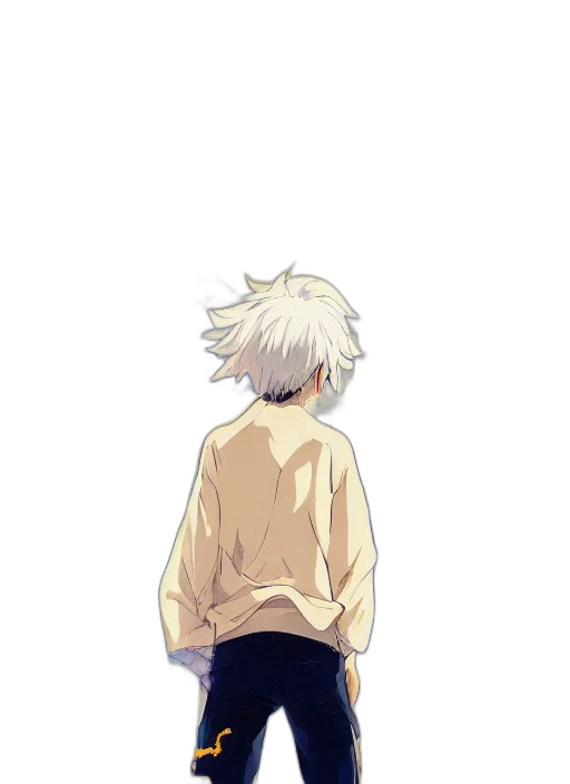 jacket, staff, creature, hair transparent PNG cut-out