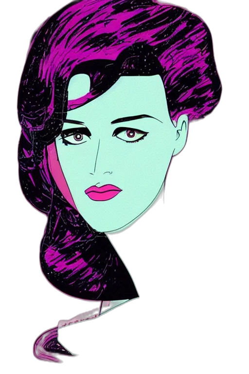 face, cartoon, comic book art, vaporwave transparent PNG cut-out