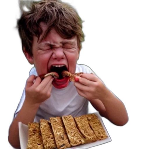 food, white, boy, screaming transparent PNG cut-out