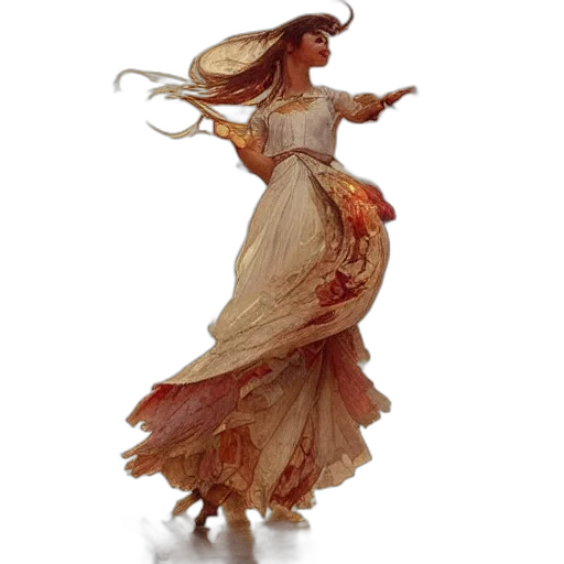 dress, staff, hair, concept art transparent PNG cut-out