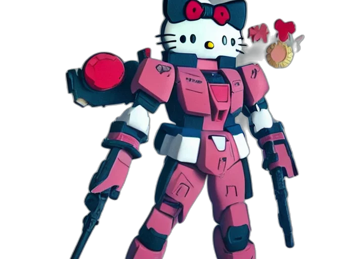 robot, weapon, concept art, vaporwave transparent PNG cut-out