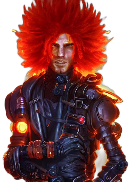 staff, hair, jacket, cyberpunk transparent PNG cut-out