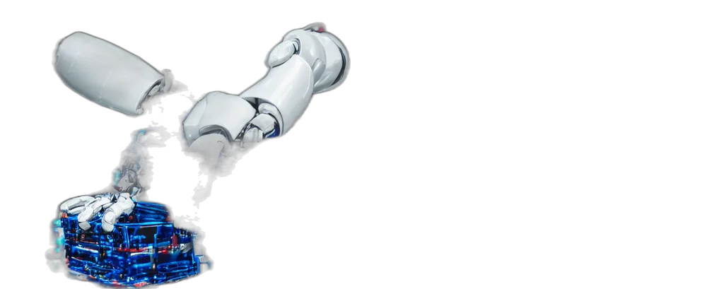 robot, weapon, 3d render, close transparent PNG cut-out