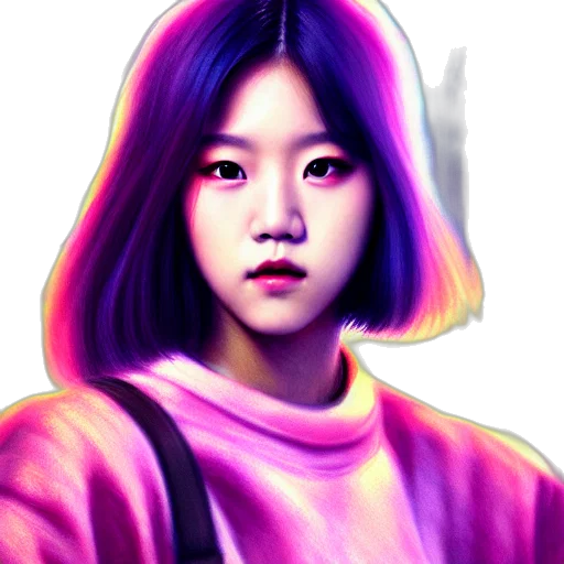 face, vaporwave, photorealistic, oil painting transparent PNG cut-out