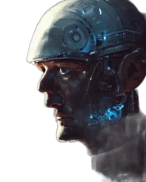 robot, face, mask, cyberpunk transparent PNG cut-out